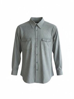Alfani Men's Gray Shirt Ultrasuede Microfiber Long Sleeve Size Medium